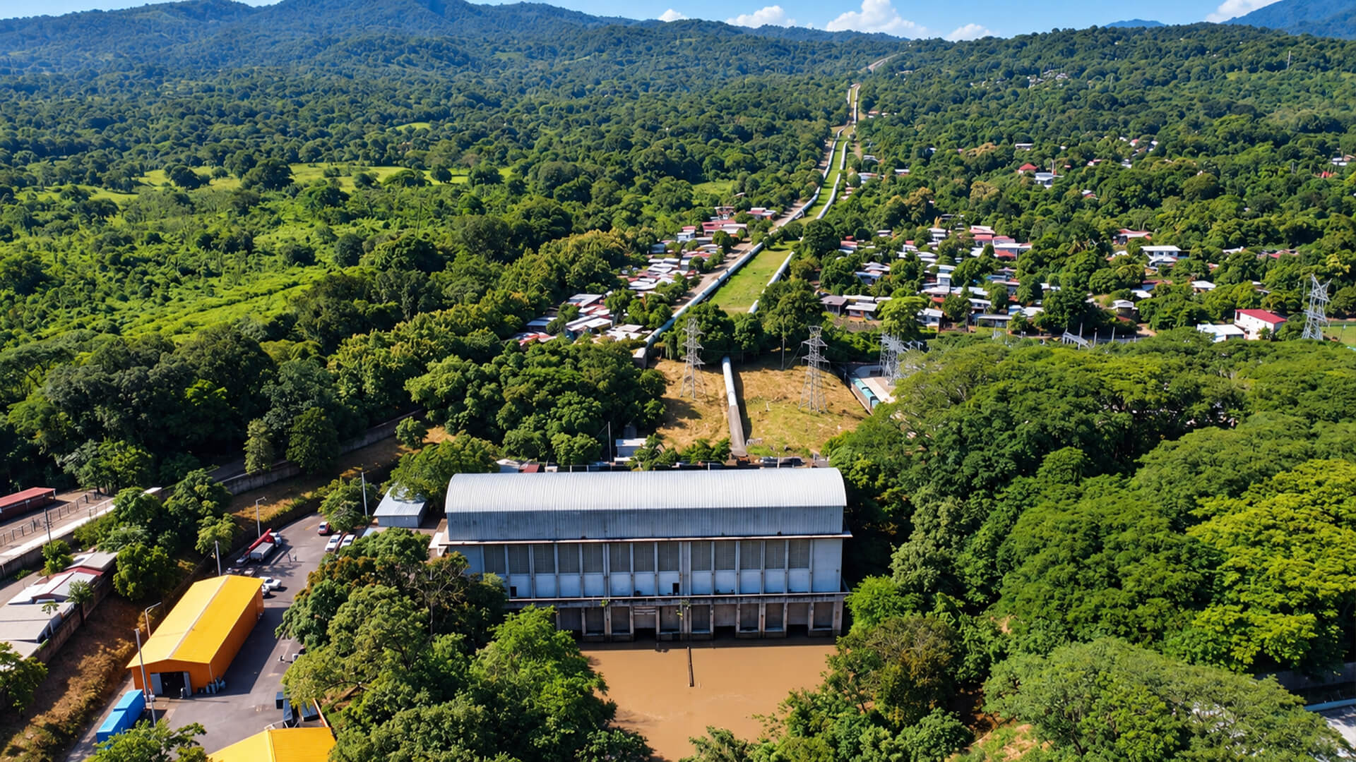 Vista aérea de la central hidroeléctrica Río Lindo